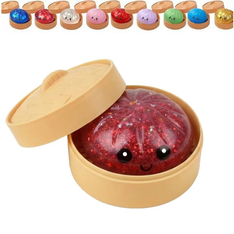 Dark red glitter squishy dumpling toy