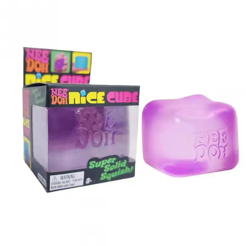 Purple NeeDoh squishy stress relief cube
