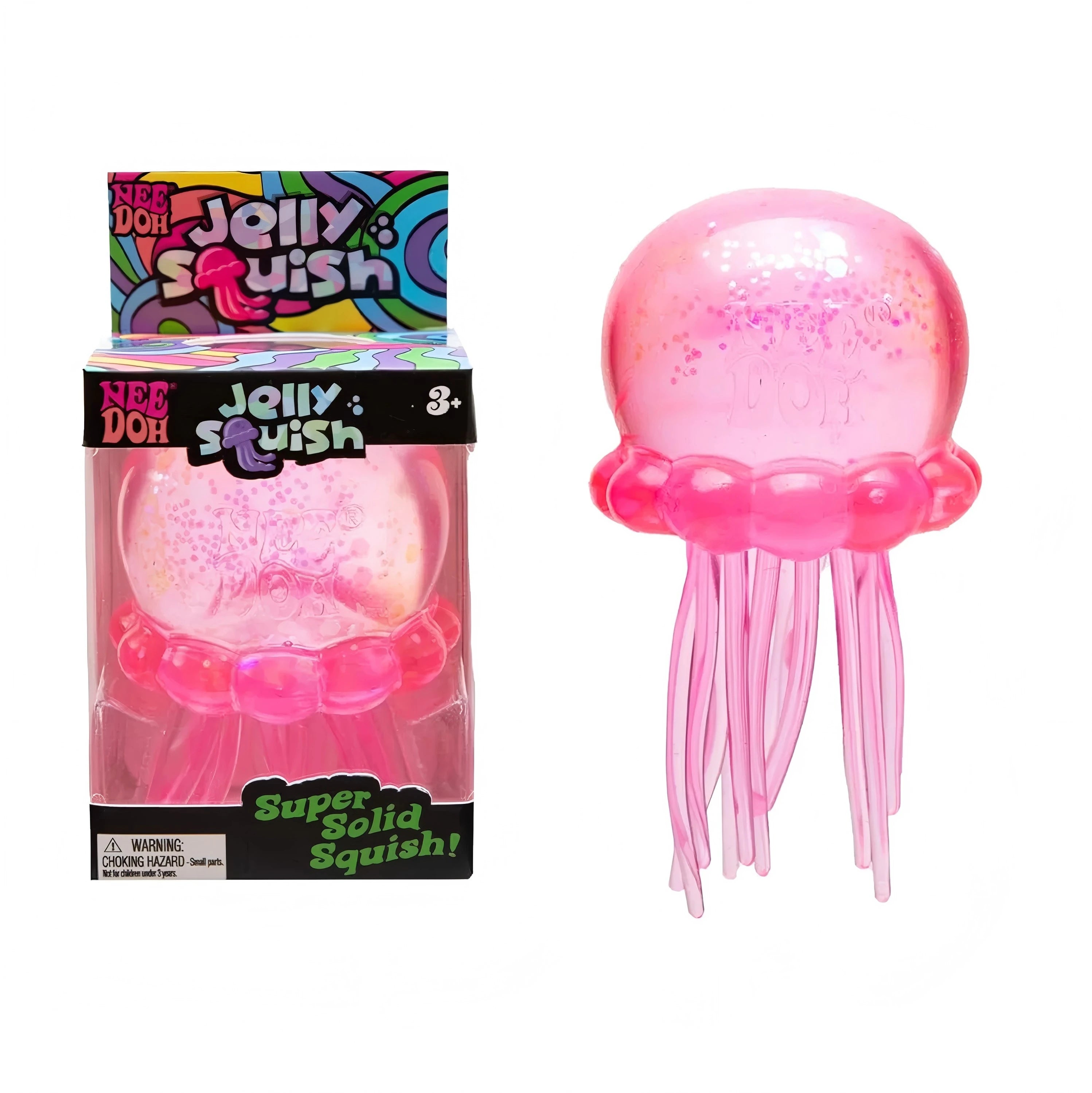 Pink glitter NeeDoh jellyfish stress relief toy