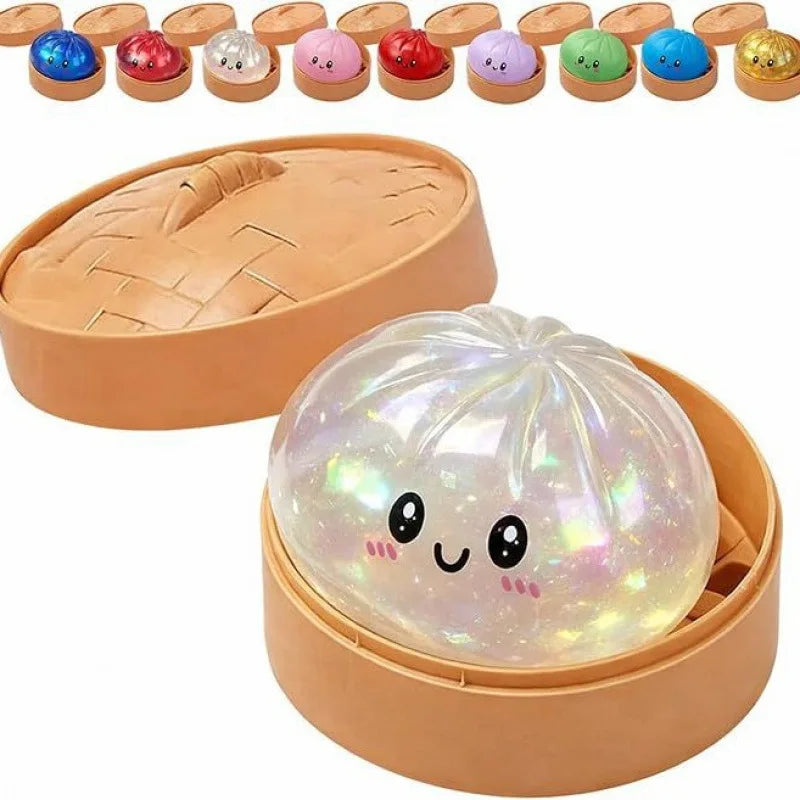 Transparent glitter squishy sensory dumpling toy