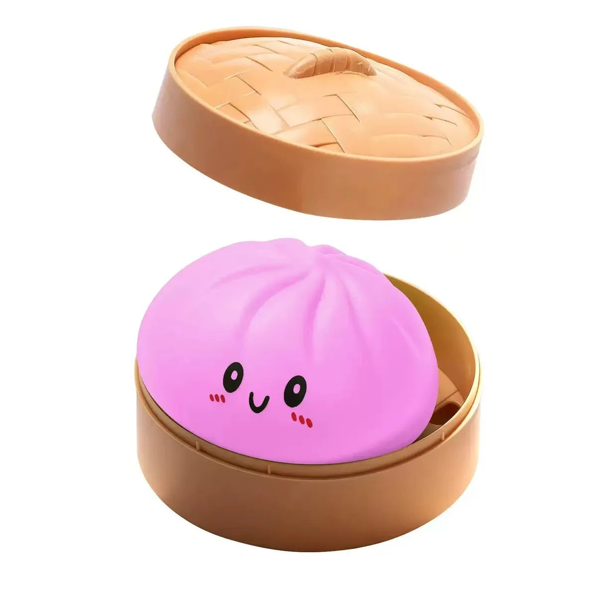 Pink squishy dumpling toy with soft texture