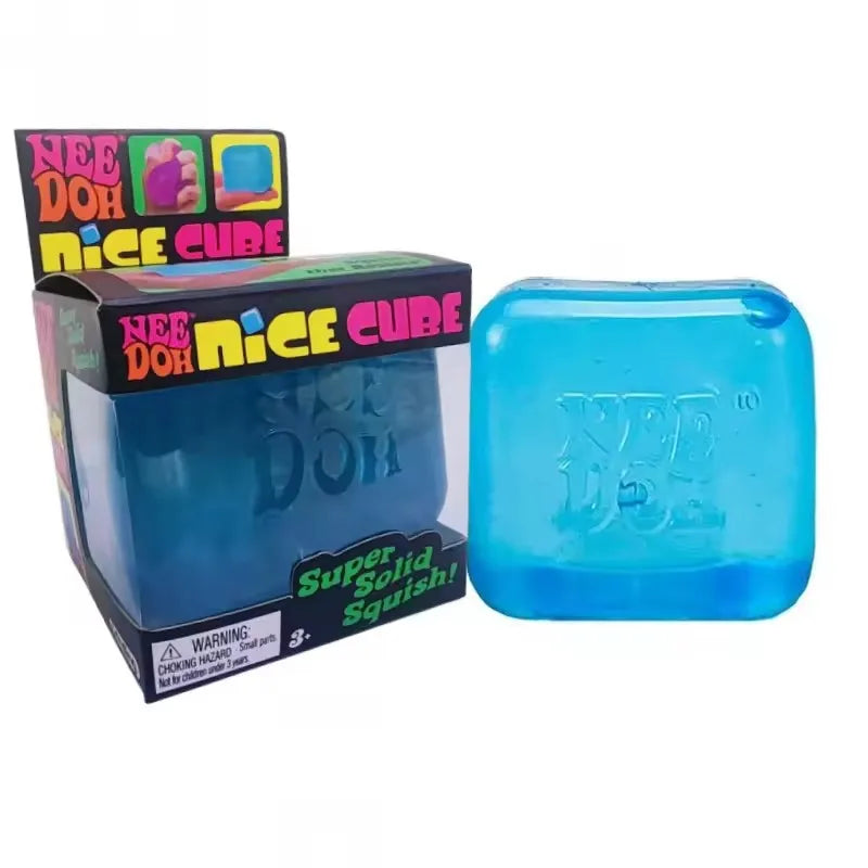 Blue NeeDoh squishy sensory cube toy
