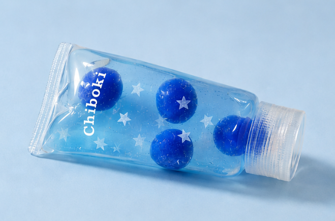 Niebieski viral squishy toothpaste Chiboki – squishy antystresowy z gwiazdkami