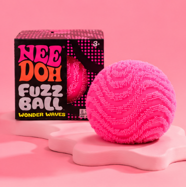 Pink NeeDoh Fuzz Ball sensory toy with soft fuzzy texture