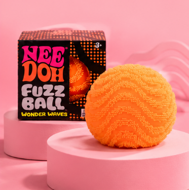Orange NeeDoh Fuzz Ball squishy stress relief toy